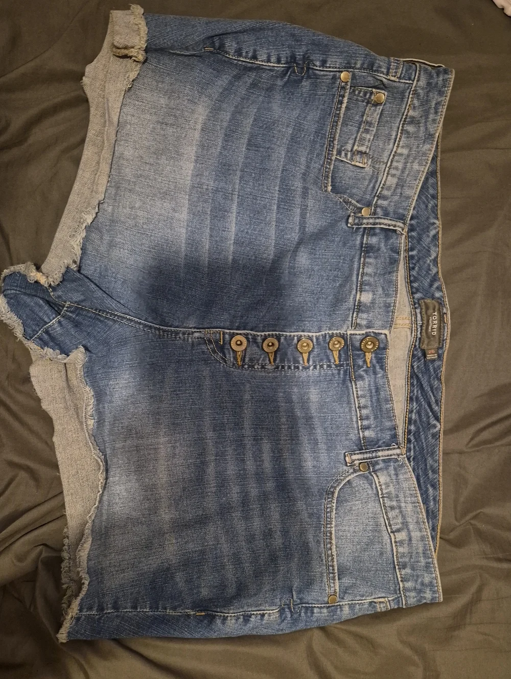 Torrid Blue Button-Front Denim Short Shorts